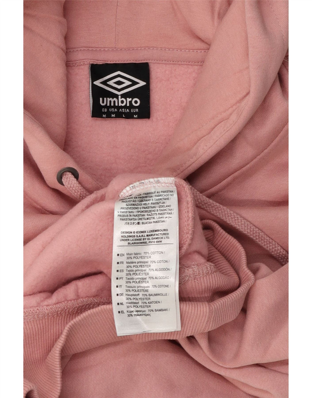 Pulover Umbro pentru bărbați cu capota, bumbac, roz mediu