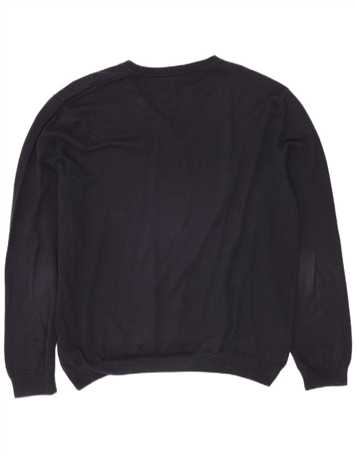 HUGO BOSS Pulover cu decolteu în V pentru bărbați, XL, bumbac bleumarin