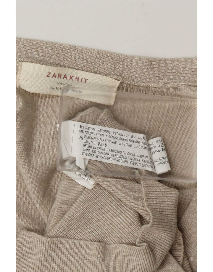 Pulover cardigan pentru femei Zara UK 14 Medium Beige Rayon
