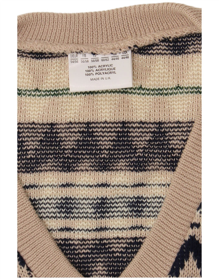 VINTAGE Vestă pentru bărbați Tank Top UK 44/46 XL Bleumarin Fair Isle Acrylic