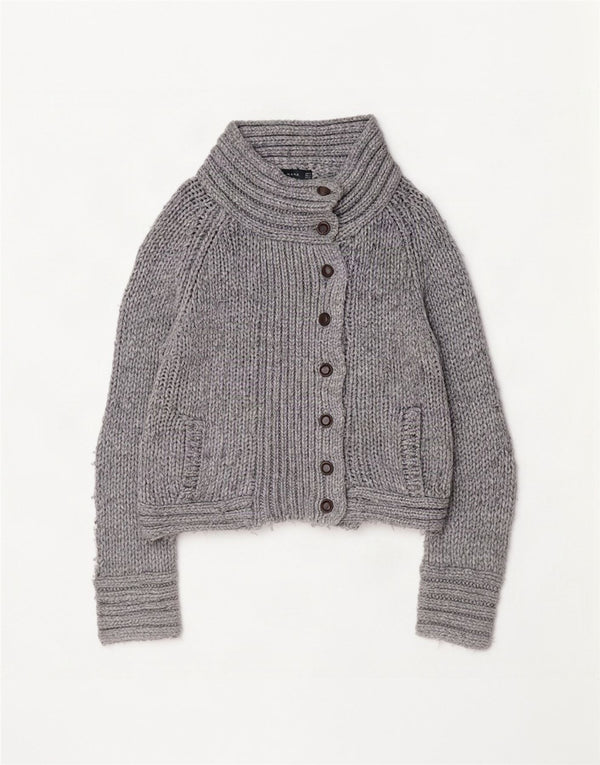 Pulover cardigan pentru femei Zara UK 14 Medium Gri Acrilic