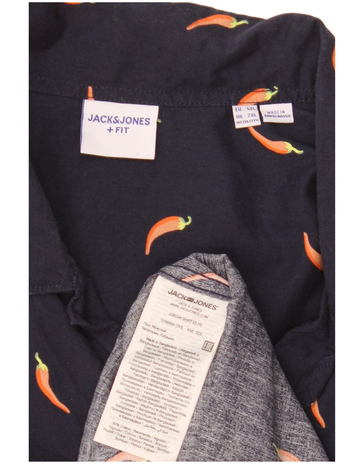 Cămașă Jack & Jones pentru bărbați cu mânecă scurtă cu model abstract, bumbac bleumarin 2XL