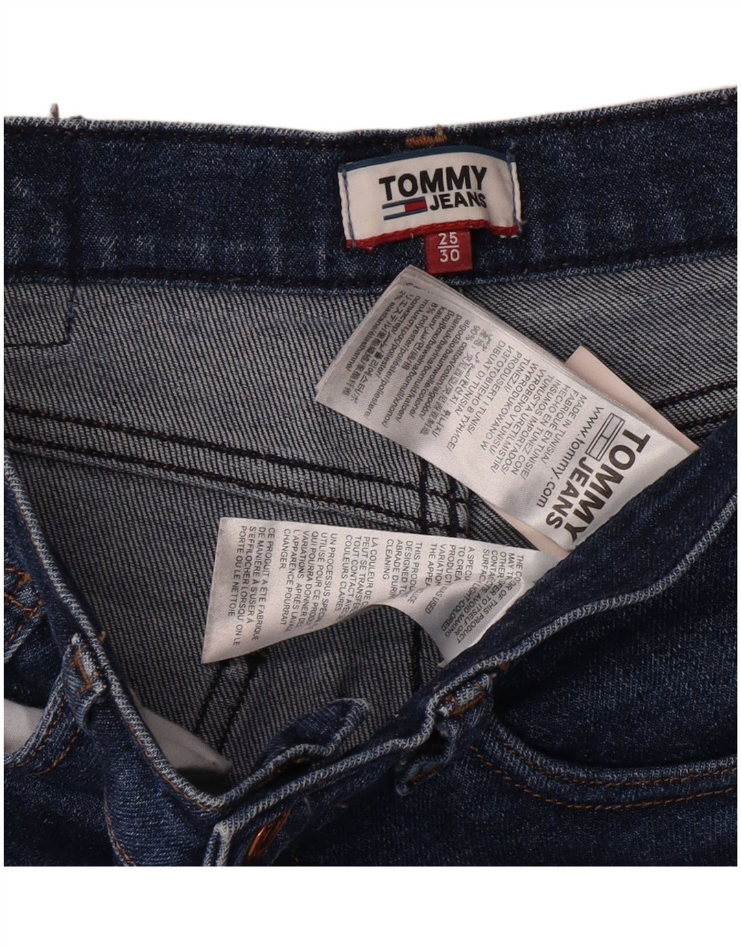 Blugi tăiați pentru femei Tommy Hilfiger cu talie înaltă W25 L30, Blue Cotton Classic