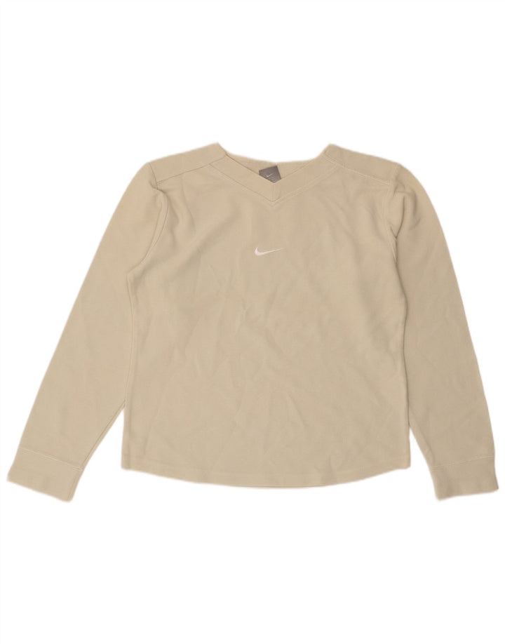 Crop Top pentru femei NIKE cu mânecă lungă UK 10/12 mediu bumbac alb