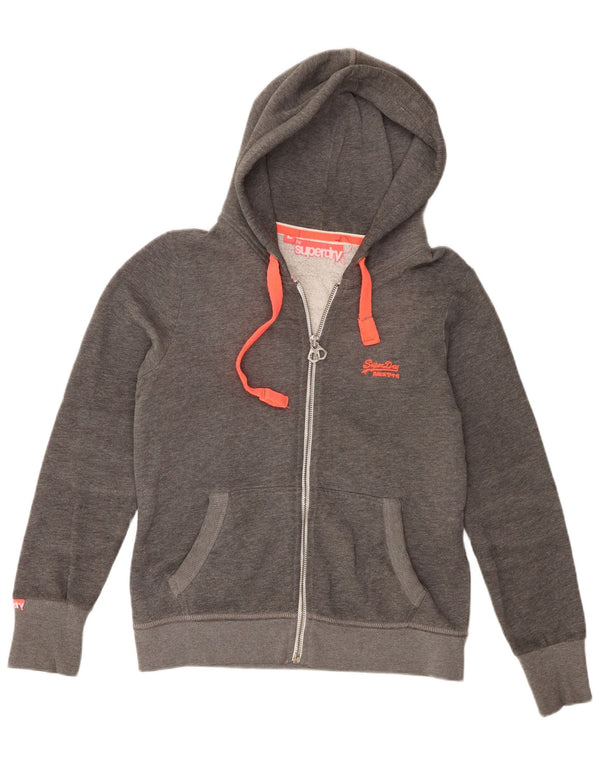 Pulover Superdry pentru femei cu fermoar, UK 16, bumbac mare, gri