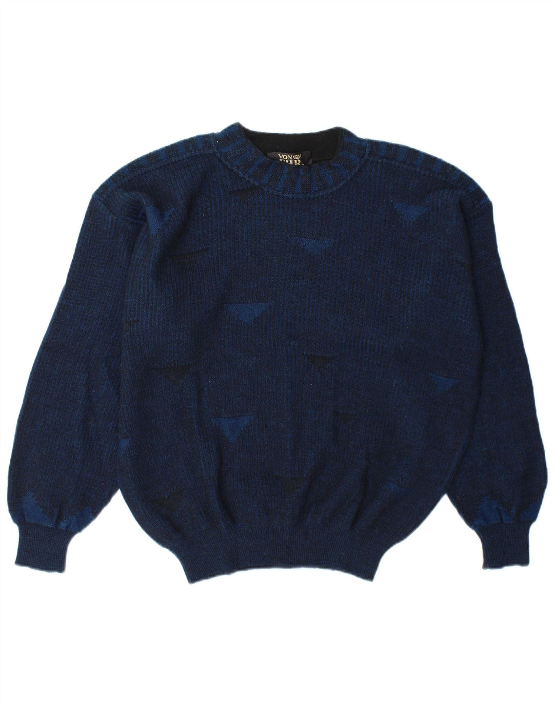 Pulover vintage pentru bărbați cu decolteu rotund, mare, bleumarin, geometric