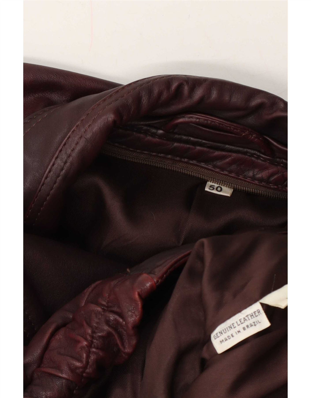 Geacă de piele vintage pentru bărbați IT 50 Large Burgundy