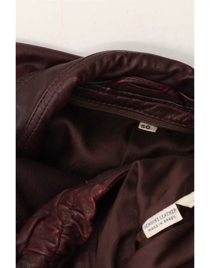 Geacă de piele vintage pentru bărbați IT 50 Large Burgundy