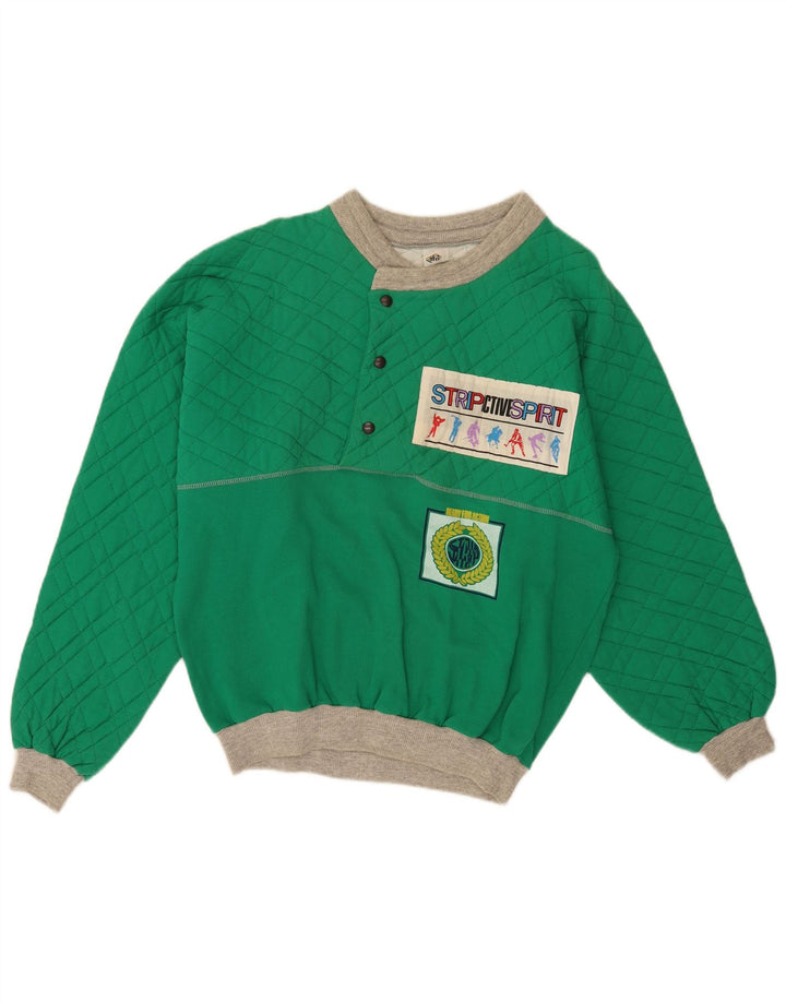 Hanorac vintage pentru bărbați cu grafic Pulover mare, verde, bumbac, retro