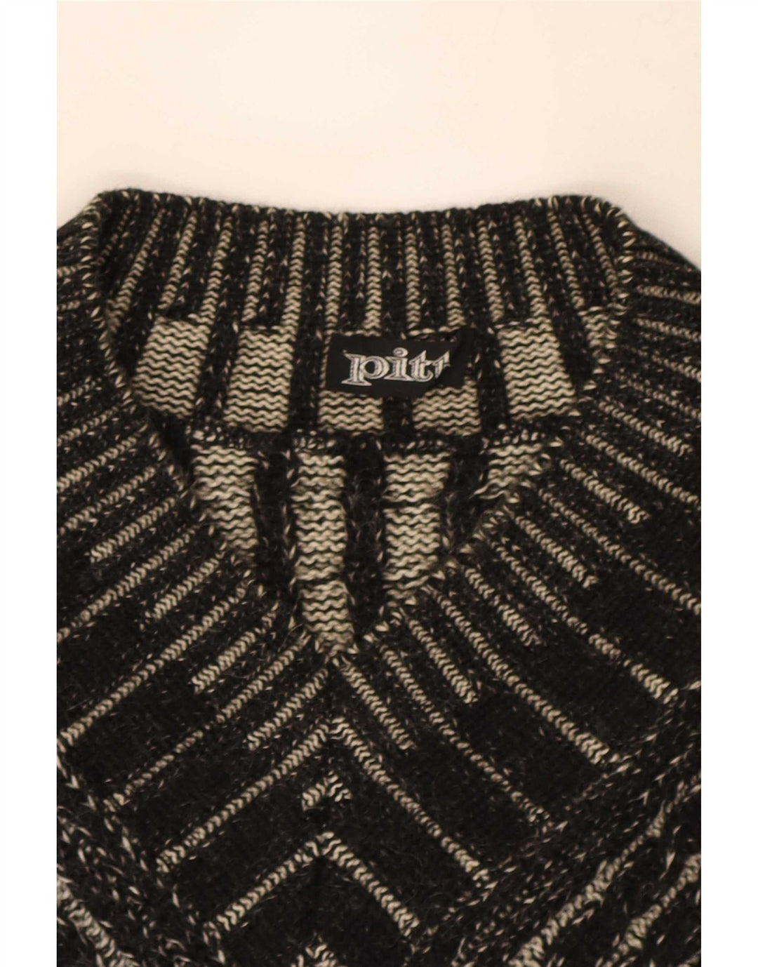 Pulover cu decolteu în V Pitti pentru bărbați, mare, negru, geometric