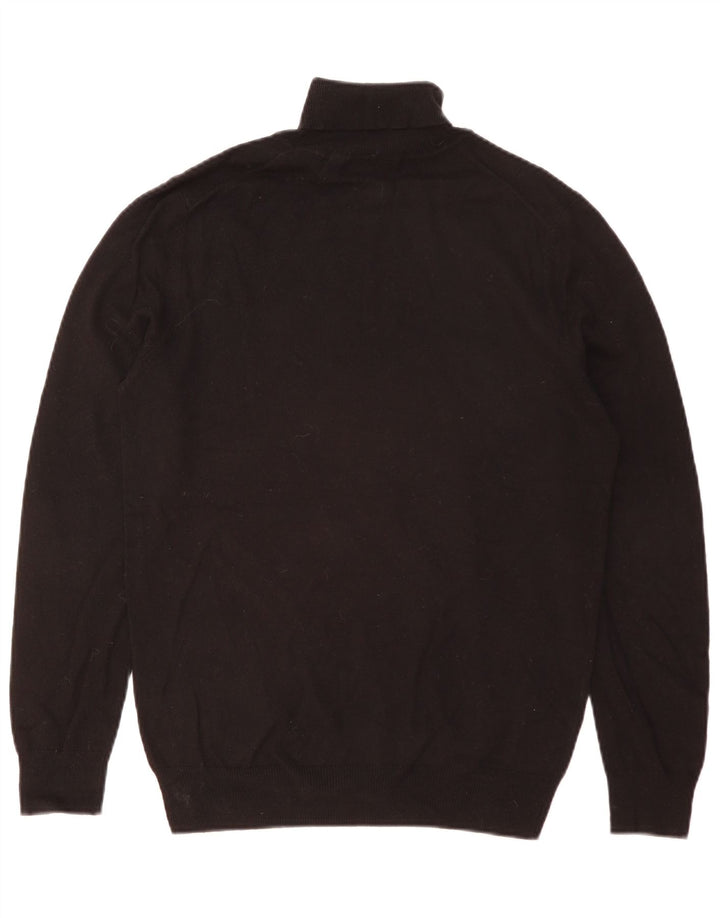 LYLE & SCOTT Pulover cu gât rulat pentru bărbați, bumbac mic, negru