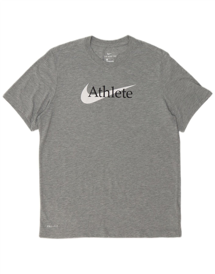 Tricou grafic NIKE Dri Fit pentru bărbați Top mare din poliester gri