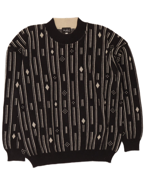 Pulover De Pietri pentru bărbați cu gât roșu IT 48 Medium Negru Geometric