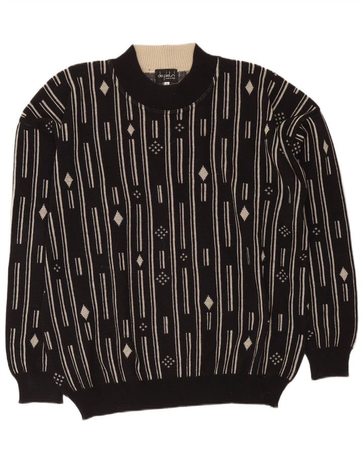 Pulover De Pietri pentru bărbați cu gât roșu IT 48 Medium Negru Geometric