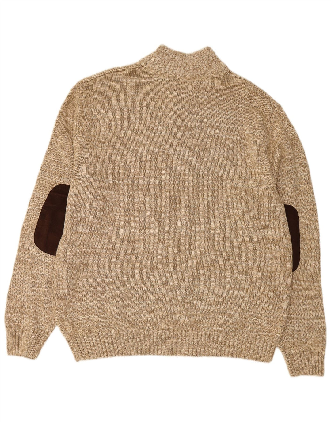 CHAPS Mens Button Neck Jumper Sweater 2XL Beige Colourblock Cotton