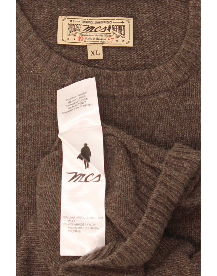 Pulover Marlboro Classics pentru bărbați, cu gât crew, XL, lână maro