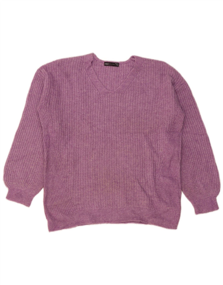 Marks & Spencer Pulover supradimensionat pentru femei cu decolteu în V UK 14 Violet mediu
