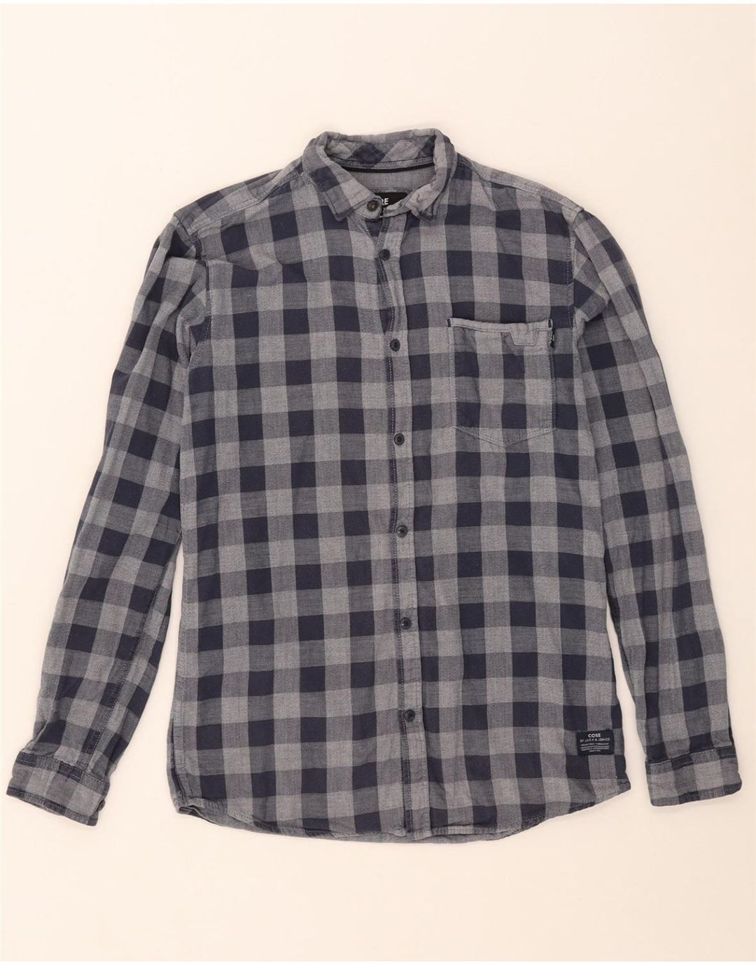 Cămașă de flanel pentru bărbați JACK & JONES, bumbac cu carouri, albastru bleumarin