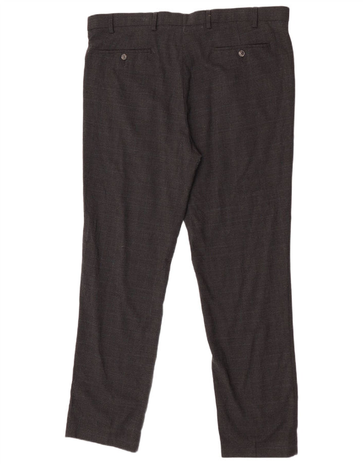 Pantaloni de costum obișnuiți pentru bărbați Marks & Spencer L40 L32 Lână neagră check