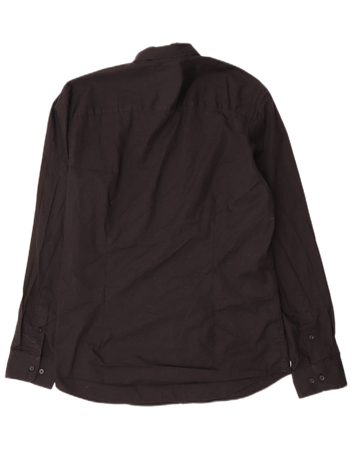 Cămașă Jack & Jones pentru bărbați, bumbac mediu negru