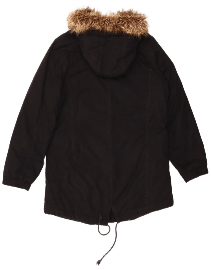 Jachetă parka supradimensionată pentru femei GUESS UK 8, bumbac negru mic