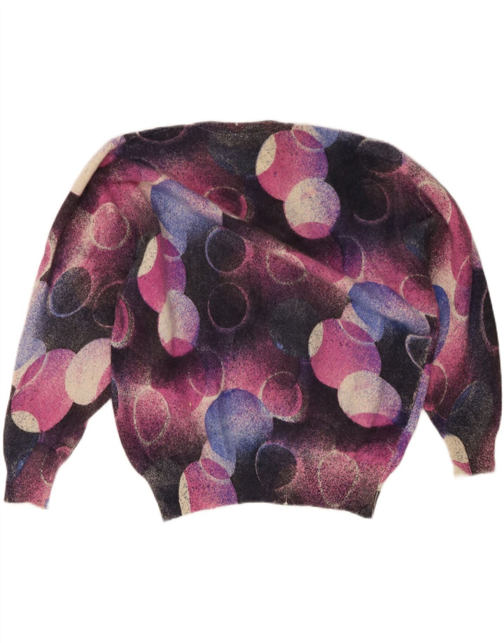 Pulover vintage pentru femei cu decolteu rotund Marea Britanie 16 Angora mare, multicolor