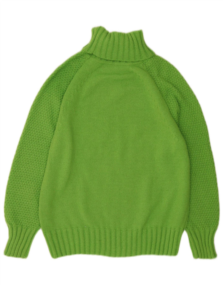 Pulover vintage pentru femei cu gât rulat supradimensionat UK 10 Small Green