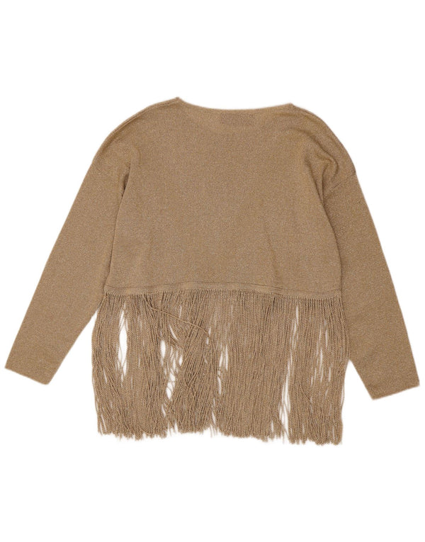 Top supradimensionat pentru femei Stefanel cu maneca lunga UK 14 Medium Gold Cupro
