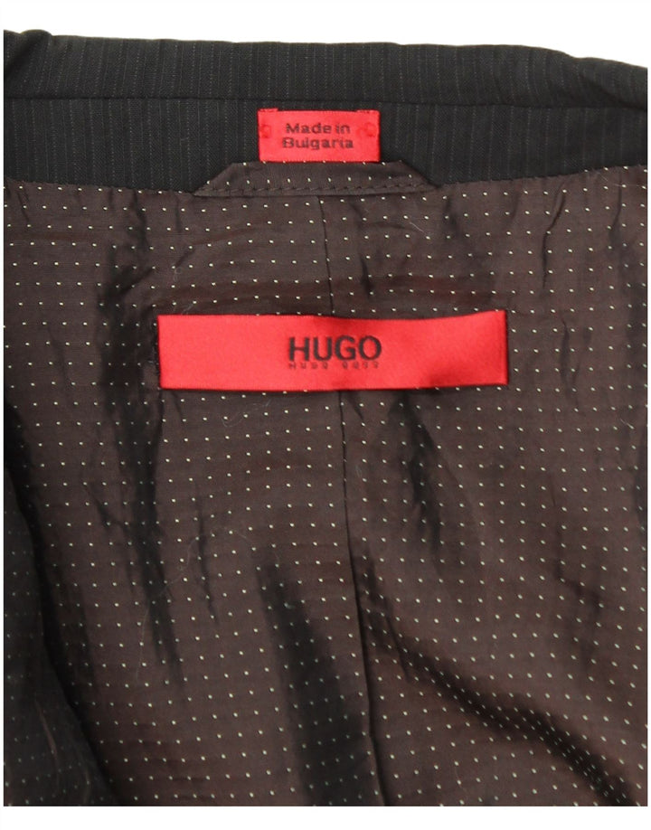 Blazer pentru bărbați Hugo Boss, cu 2 nasturi, UK 44 2XL, lână neagră cu dungi