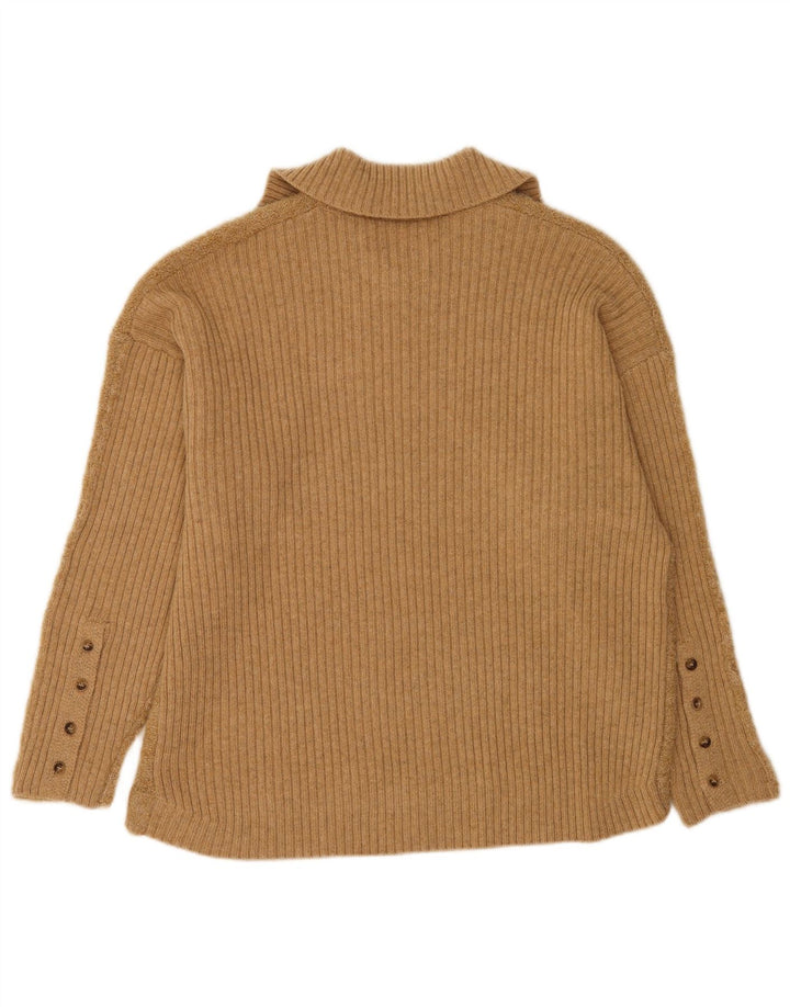 Indi & Cold Pulover pentru femei cu gât polo supradimensionat UK16 Lână mare bej