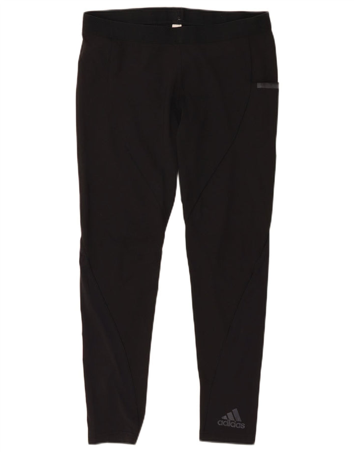 Leggings crop pentru femei ADIDAS UK 12 Medium Black Nylon