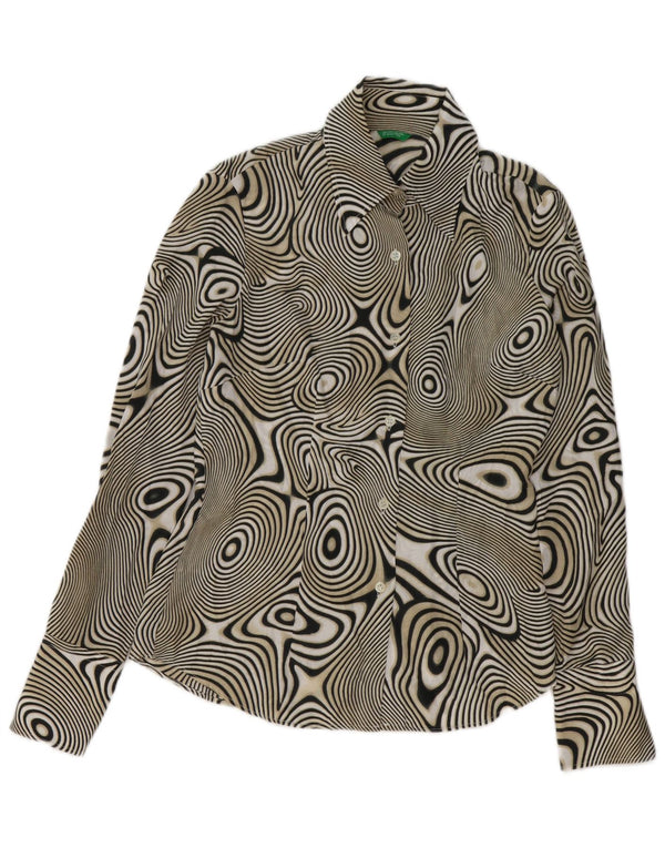 Bluză cămașă pentru femei cu model abstract BENETTON UK 14 Medium Black