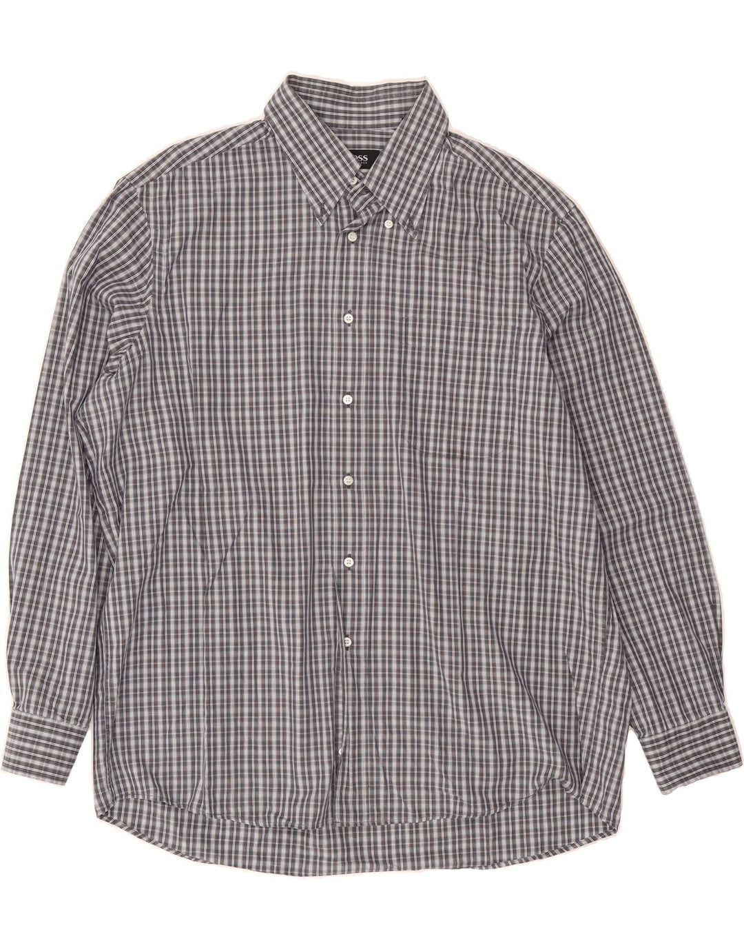 HUGO BOSS Mens Shirt Size 17 1/2 44 XL Grey Check Cotton Vintage Hugo Boss and Second-Hand Hugo Boss from Messina Hembry 