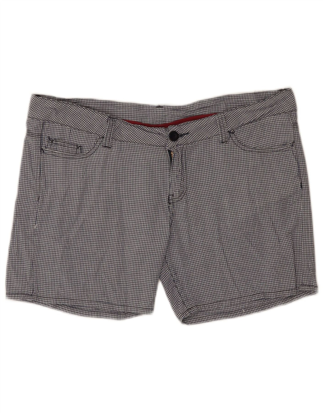 Pantaloni scurți casual Converse pentru femei, mari W34, din bumbac vichy, albastru bleumarin