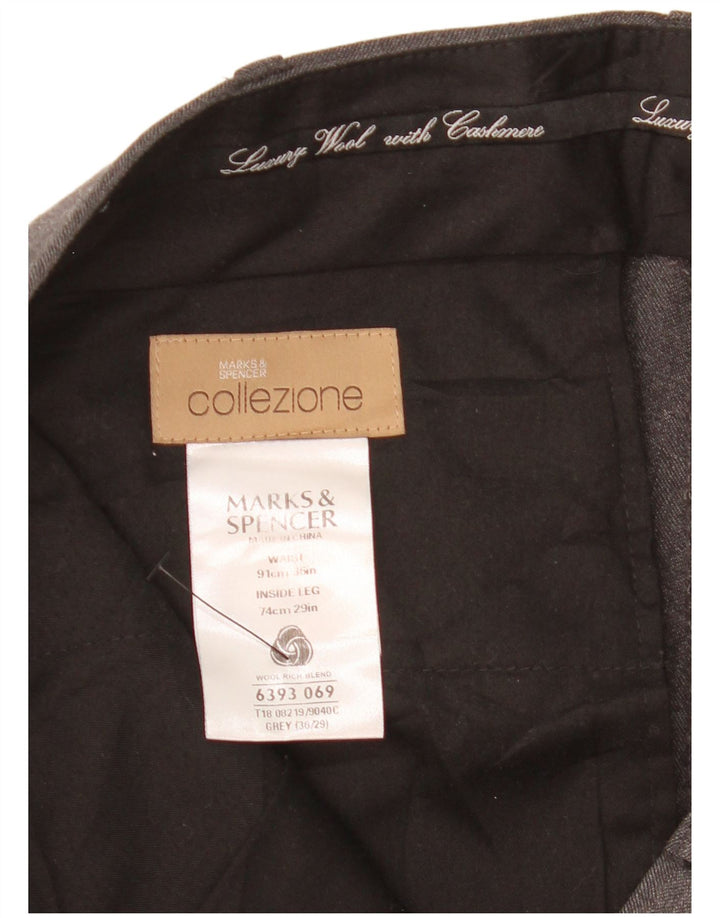 MARKS & SPENCER Pantaloni de costum pentru bărbați L36 L29 Lână gri