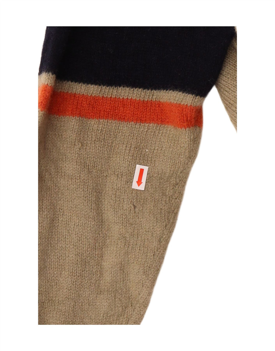 Pulover Kappa pentru damă, cu fermoar, cu gât, lână cu dungi, bej mediu, clasic