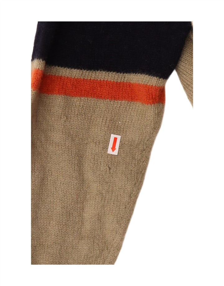 Pulover Kappa pentru damă, cu fermoar, cu gât, lână cu dungi, bej mediu, clasic