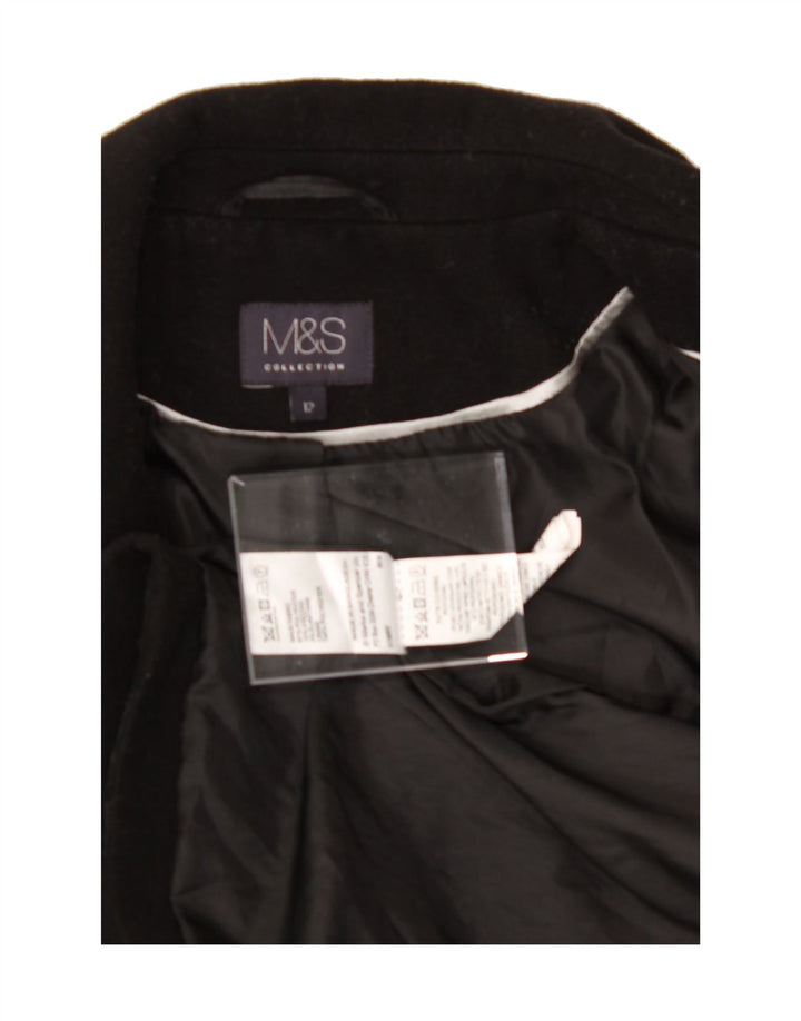 MARKS & SPENCER Womens Overcoat UK 12 Medium Black Polyester Vintage Marks & Spencer and Second-Hand Marks & Spencer from Messina Hembry 