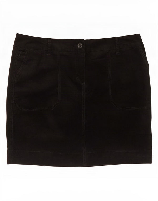 Fusta mini din velur pentru femei Marks & Spencer UK 14 mare W34 bumbac negru