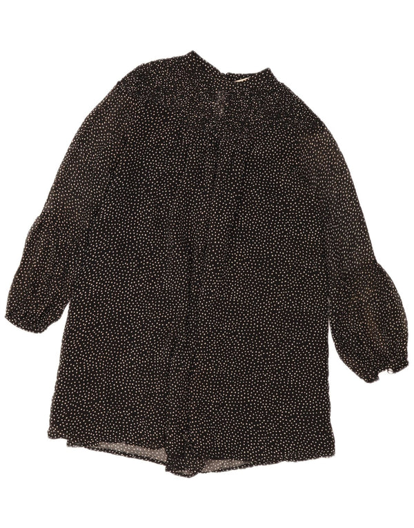 Zara Womens Tiered Dress UK 14 Medium Black Spotted