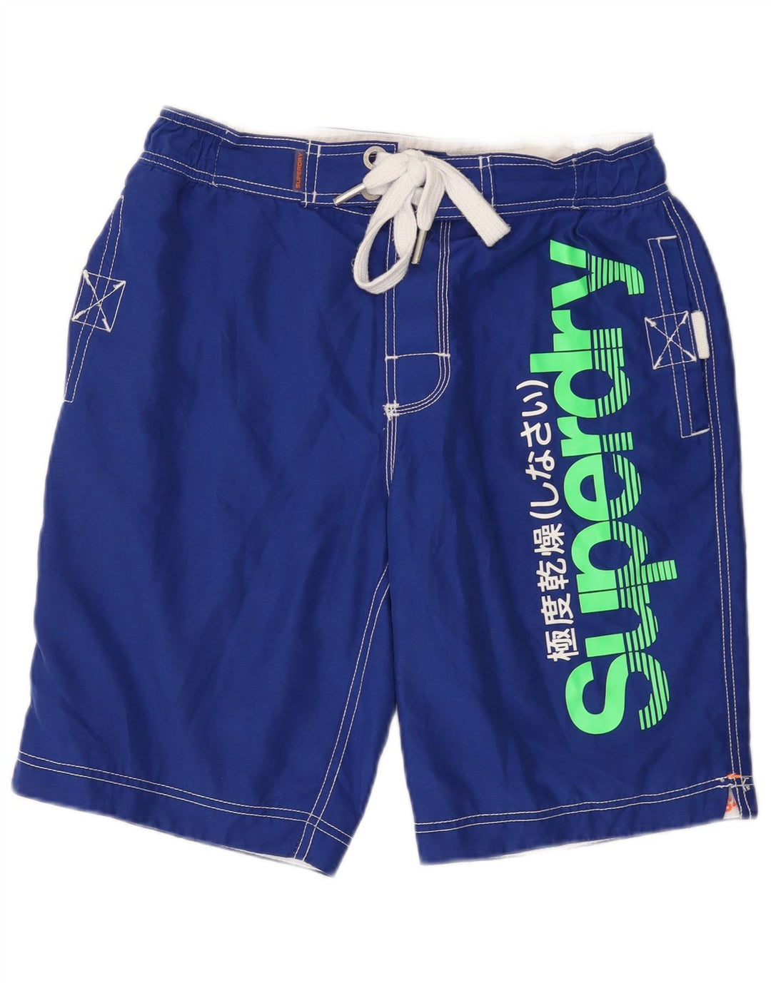 Pantaloni scurți de înot grafic Superdry pentru bărbați, poliester albastru mediu