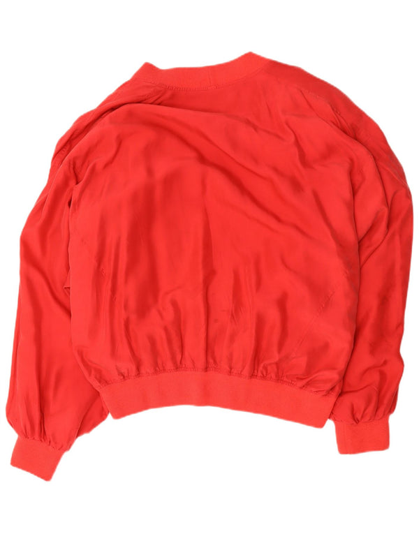 Jachetă Bomber Vintage pentru bărbați cu grafică UK 42 XL, mătase roșie