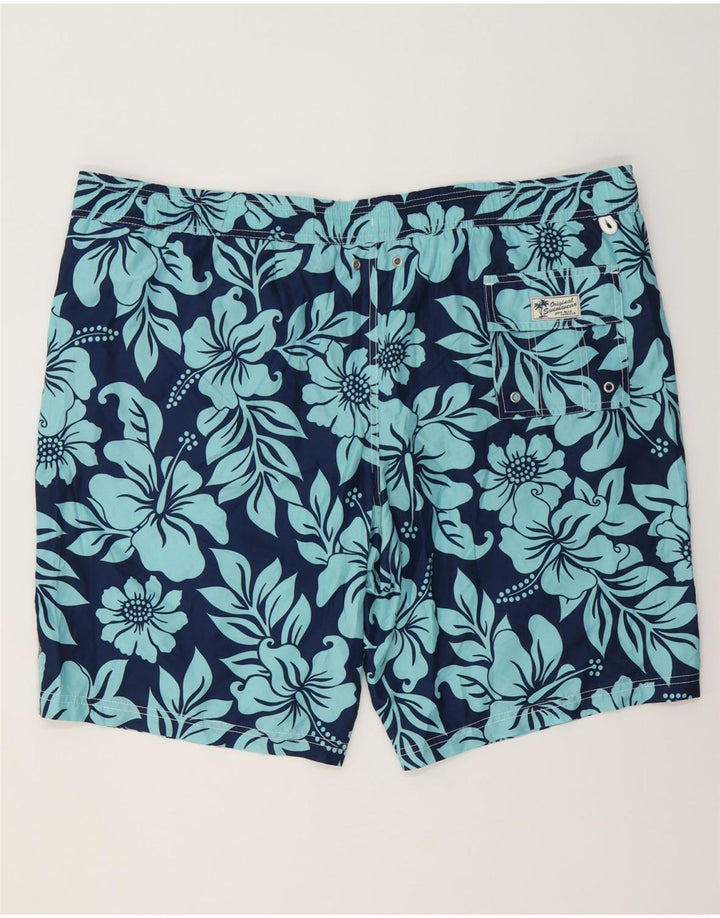 MARKS & SPENCER Pantaloni scurți de înot pentru bărbați, 2XL, poliester floral, albastru bleumarin