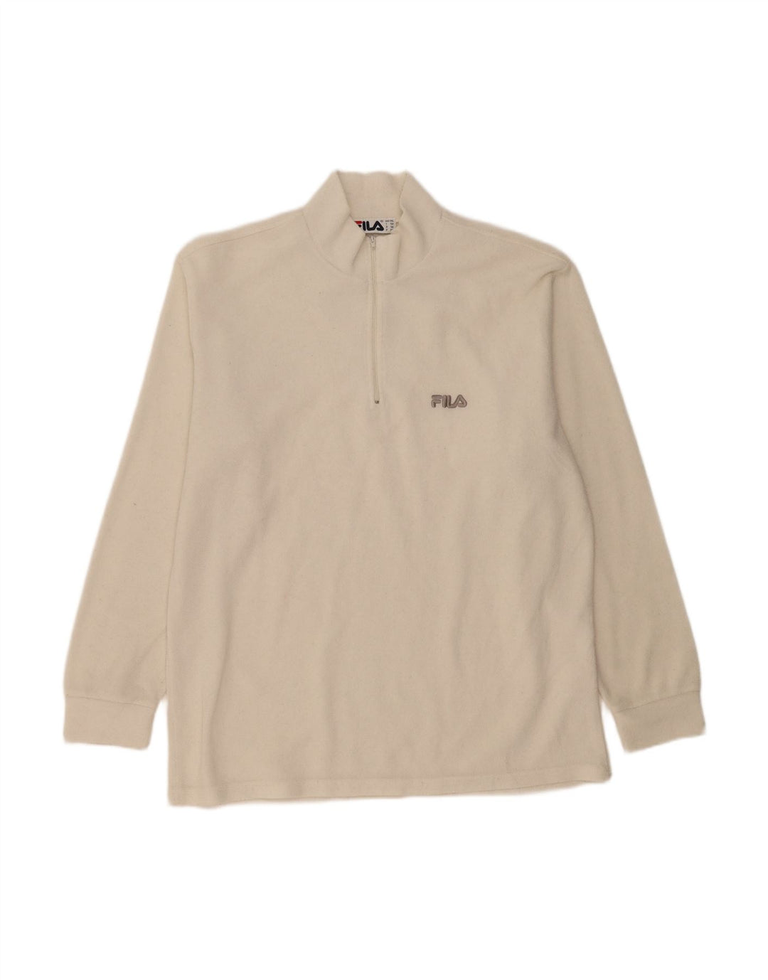 FILA Mens Zip Neck Fleece Jumper 2XL Off White
