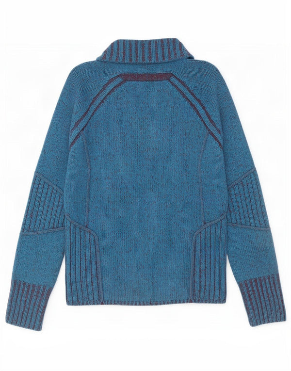 Pulover cardigan cu fermoar complet pentru femei Marlboro Classics UK 18 XL Blue Lambswool
