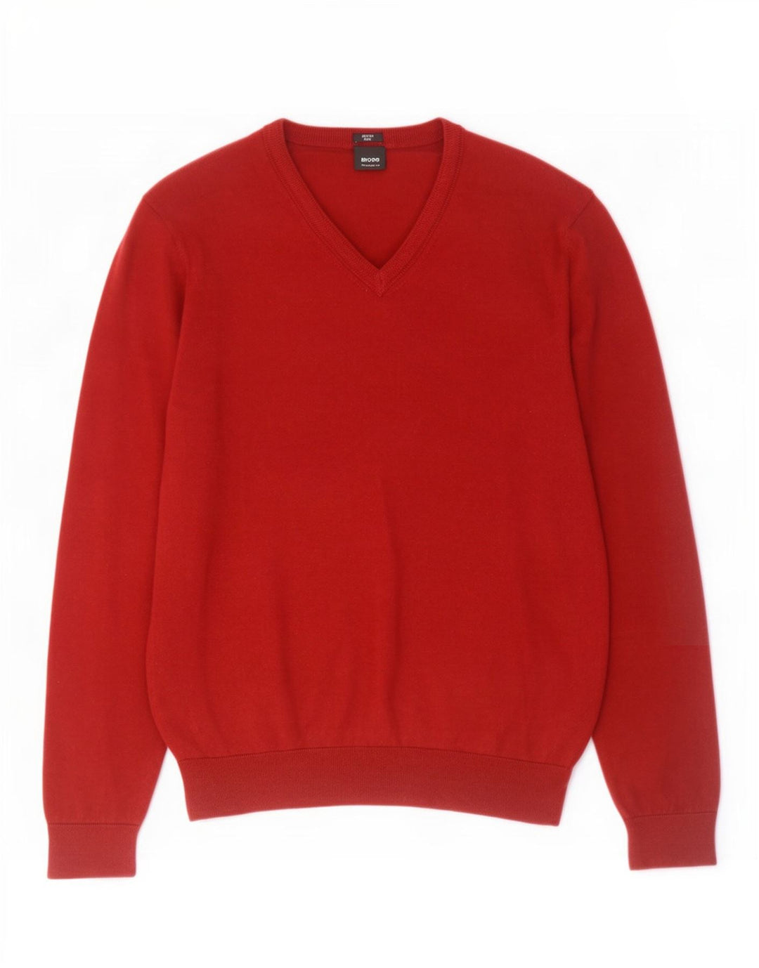 Pulover cu decolteu în V Hugo Boss pentru bărbați, roșu mediu, color block