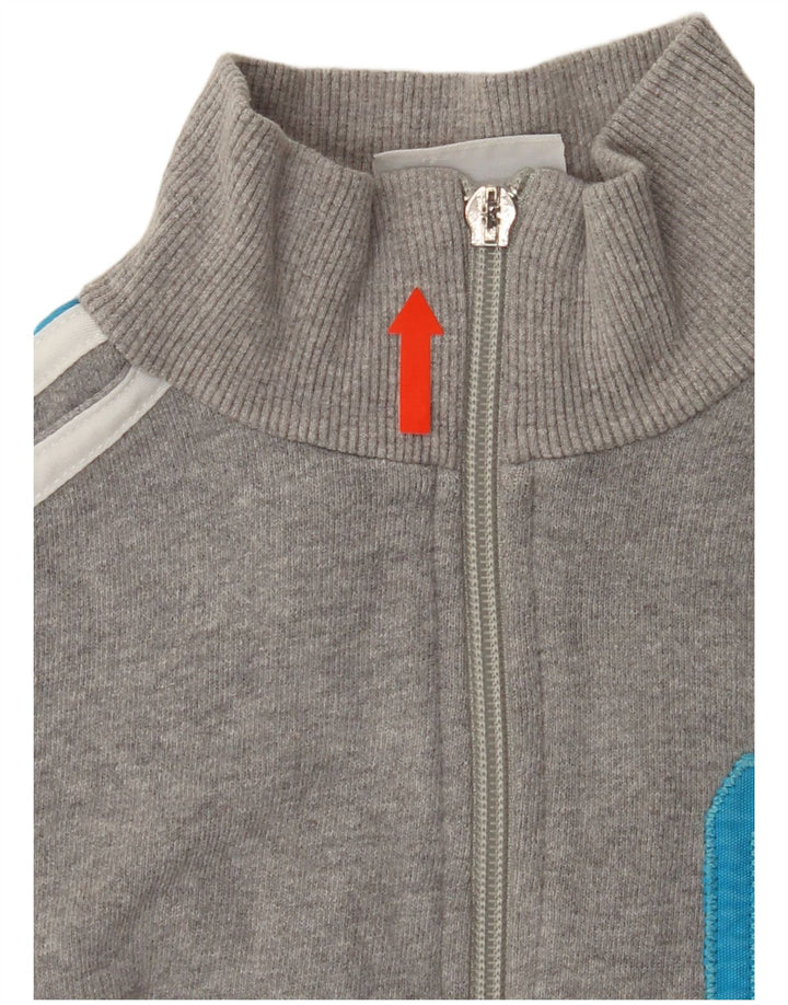 ADIDAS Boys Graphic Tracksuit Top Jacket 9-10 Years Grey Cotton