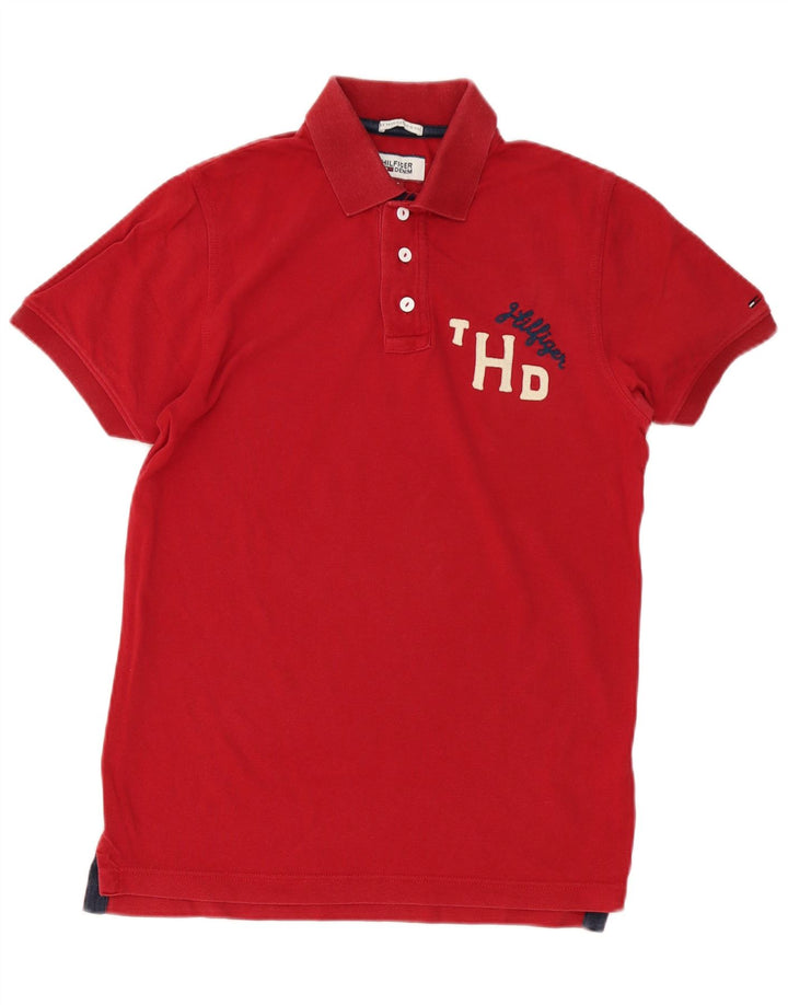 Tricou polo cu grafică Tommy Hilfiger pentru bărbați, bumbac roșu mic
