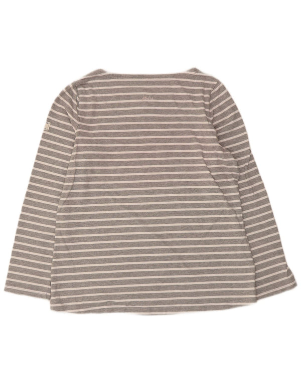 Joules Top pentru femei cu mânecă lungă UK 14 mare, bumbac cu dungi gri