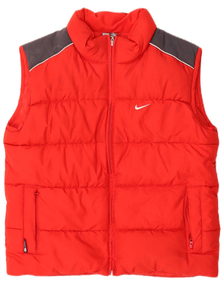 Gilet căptușit cu grafică Nike pentru băieți 10-11 ani, roșu mediu, poliester color bloc